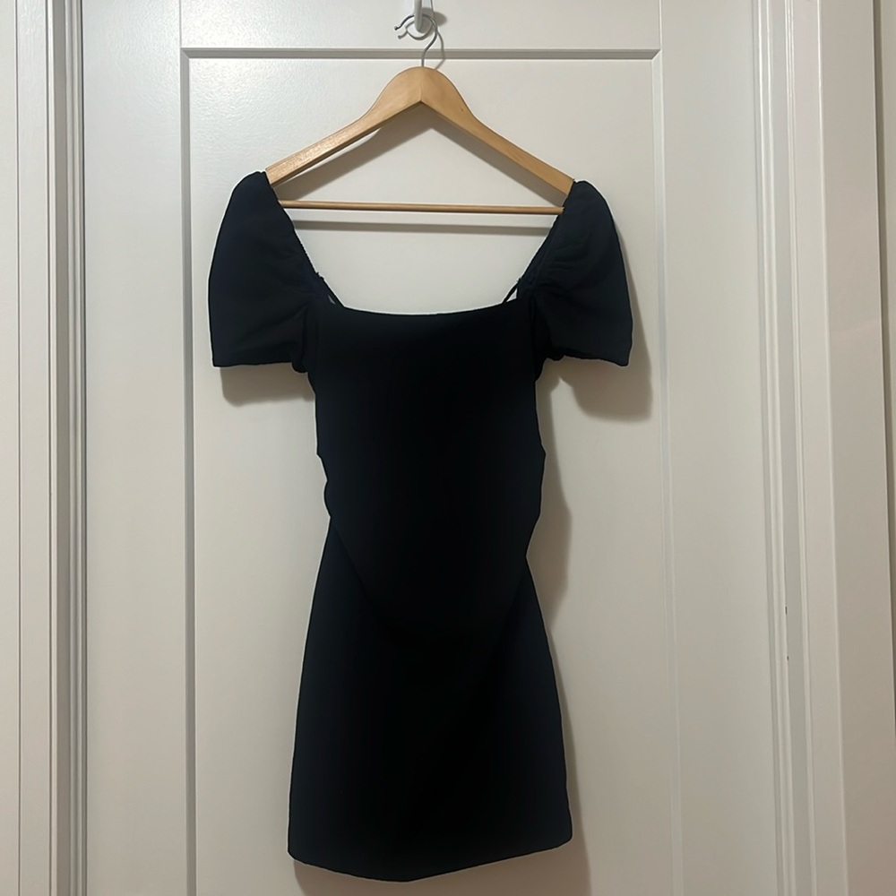 ZARA - Puffed Sleeve Mini Dress - Black - Women’s S